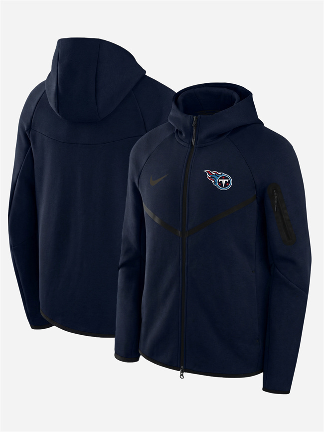 Men's Tennessee Titans Navy Tech Fleece Full-Zip Windrunner Hoodie
